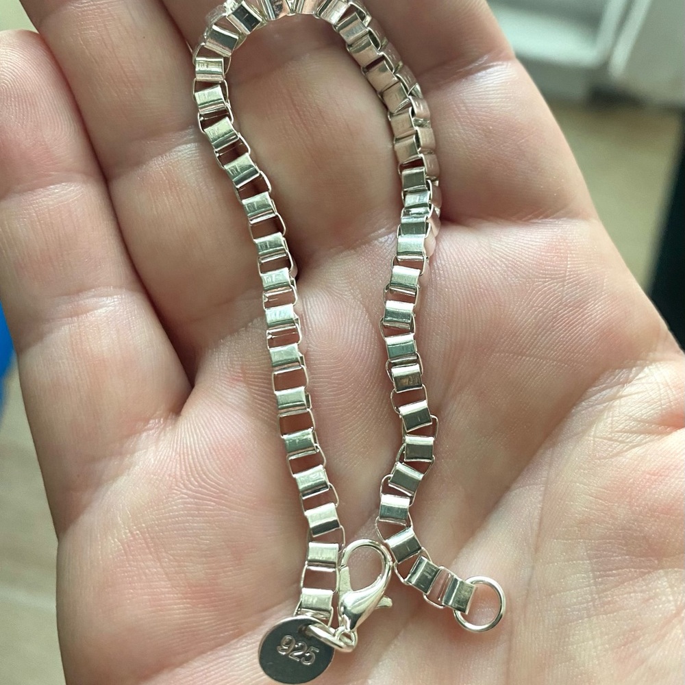 925 Sterling Silver Small Box Chain Bracelet • 8” • NEW - Picture 3 of 3